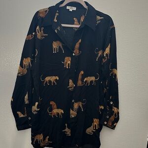 Entro Black and Gold Animal Print Women's Shirt